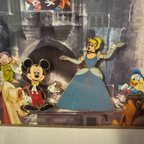 Disney Parks Castle with Characters Pin Set Picture Print Art Framed & Matted - Picture 5 of 7